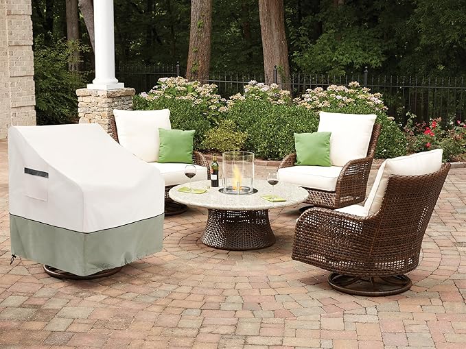 Outdoor Swivel Lounge Chair Cover,100% Waterproof Heavy Duty Outdoor Chair Covers,(33 L x 37 W x 38.5 H inches) Patio Furniture Cover for Swivel Patio Lounge Chair,White&Grayish Green
