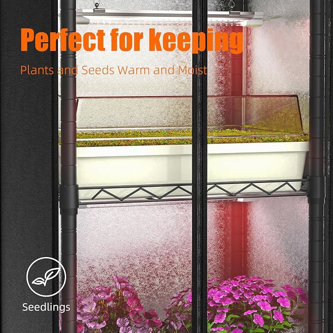 Indoor Greenhouse with Grow Light, 5 Tier 15.7" L×11.8" W×62.3" H growtent with Lights, with 48W Full Spectrum Growing Lamps，Metal Indoor Plant Enclosure for Seed Starting