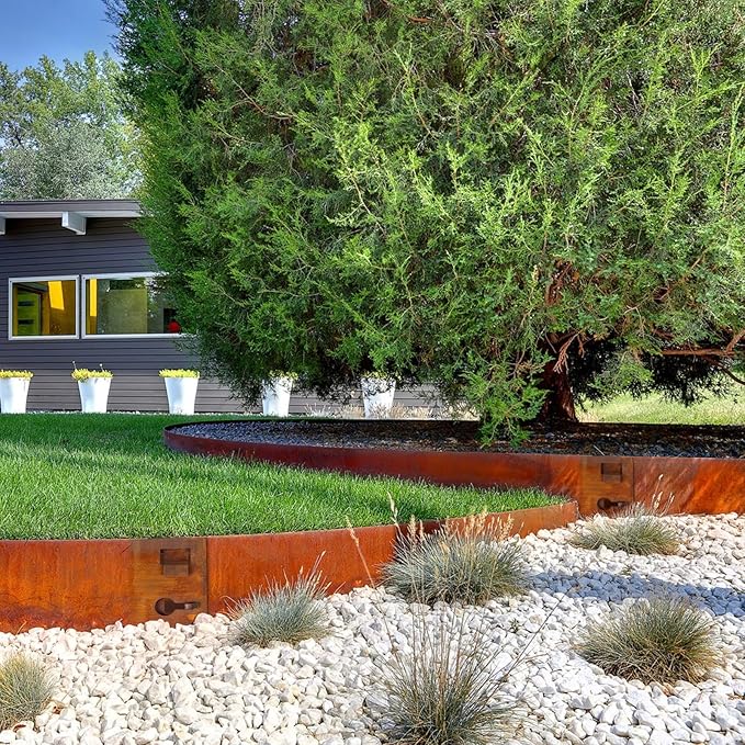 41" L X 6.3" H Corten Steel Landscape Edging,Metal Lawn Edging,6 Pack | Garden Edging Border,Hammer-in,No Dig,For Landscaping, Flexible,For Garden, Lawn, Pathway, Yard