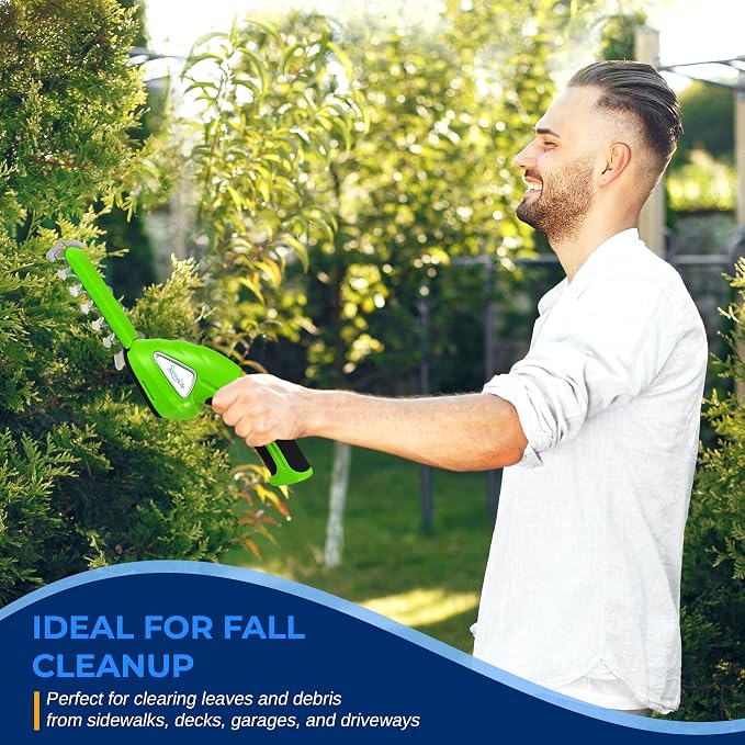 SereneLife Cordless Handheld Grass Cutter Shears, Portable Lightweight Electric Hedge Trimmer, Hand Held Garden Clippers Powered with Rechargeable 3.6V Battery, Changeable Blade Trimmers Light Green