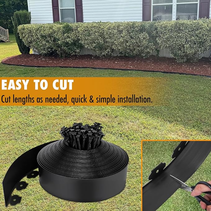 Landscape Edging 4 Inch Tall 80 FT, Garden Edging for Landscaping with 90 Pcs Anchoring Spikes & 5 Connectors, Flexible Garden Border Edging for Landscaping, Yard Lawn, Flower Beds