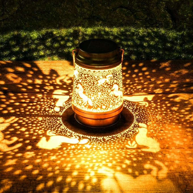 Horse Solar Lanterns Outdoor Waterproof, Gifts for Women Girls Horse Lovers Hanging Solar Lights for Outside, Decorative Light for Garden Patio Porch Yard Decor