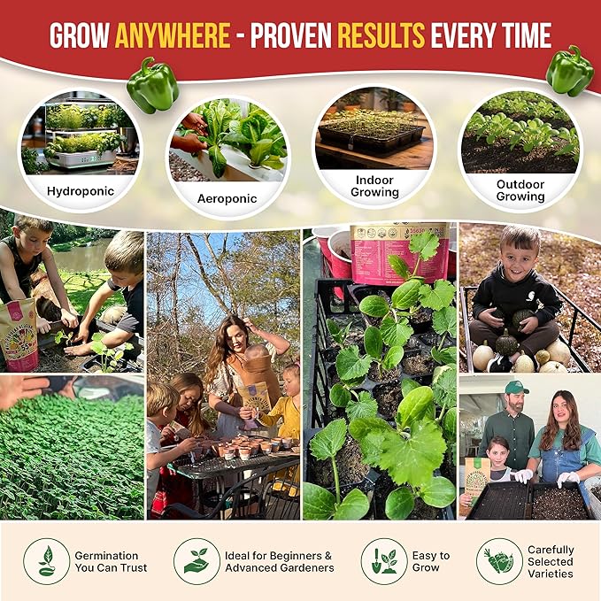 Organo Republic 14 Sweet & Hot Peppers Seeds Variety Pack - 1,030+ Non-GMO Heirloom Pepper Seeds for Outdoor and Indoor Home Gardening, Including Pepper Cayenne, Habanero, Jalapeno, Poblano, Serrano