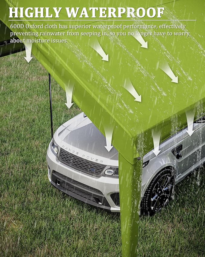 Carport Canopy Replacement Cover 12x20 Heavy Duty Outdoor Portable Car Canopy Oxford Waterproof UV & Tear Resistant Garage Canopy with Ball Bungees (Frame is Not Included)