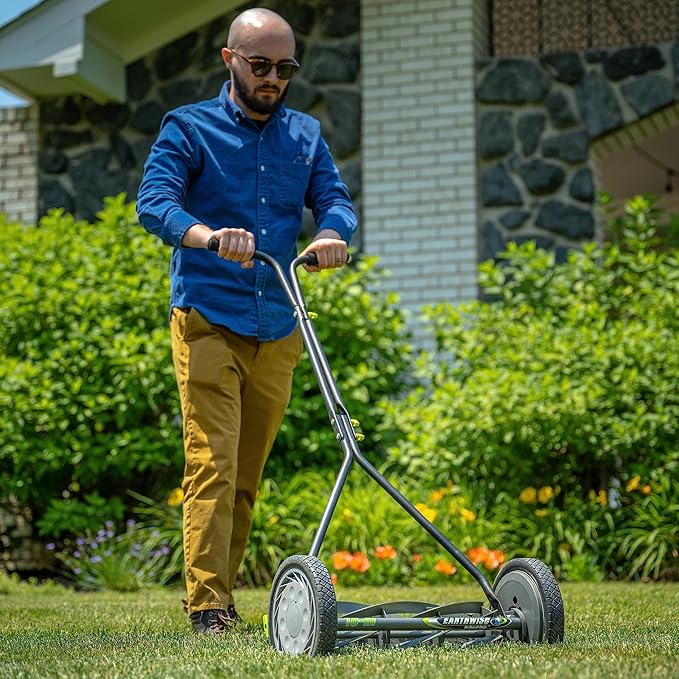 Earthwise 16-Inch 7-Blade Push Reel Lawn Mower (1715-16EW) + American Lawn Mower SK-2 Reel Lawn Mower Hand Sharpener