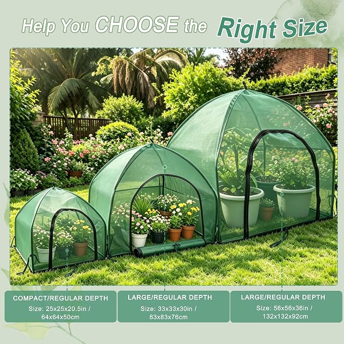 2.1*2.1*1.6FT Shade Mesh Plant Tent Cover 100 GSM Heavy-Duty Garden Net Cage with Fiberglass Poles & Zipper Door, Multi Sizes with Ground Stakes for Raised Bed Seedling Flower Vegetable Planting