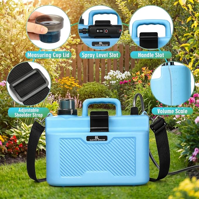 Battery Powered Sprayer 1.35 Gallon, Upgrade Electric Sprayer with Ergonomic Handle for Retractable Wand, Force Indicator, Adjustable Shoulder Strap for Garden, Weed Lawn and Cleaning