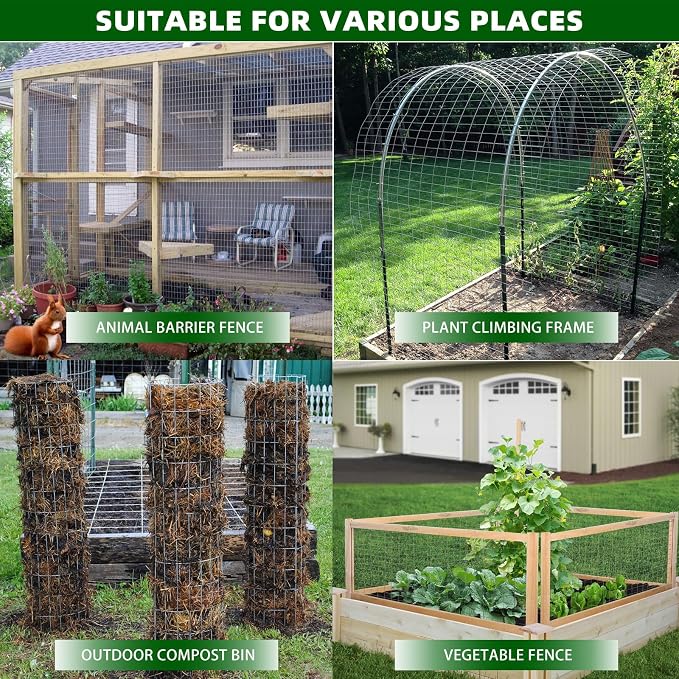 GILPWA Welded Wire Fence, 50ft(L) x 48inch(H) Garden Fence for Dog, 2 Inch x 3 Inch 16GA Fencing for Chicken, PVC Coated Anti-Rust Roll Metal Wire Mesh Fence for Yard Vegetable, Green