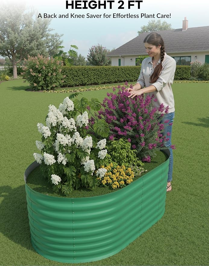 2Pcs 4x2x2ft Raised Garden Bed,Galvanized Raised Planter Boxes Outdoor with Easy Assembly, Large Garden Bed for Vegetables, Fruits, Flower,Raised Garden Bed,Green