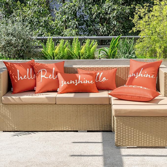 MIULEE Outdoor Waterproof Throw Pillow Covers Set of 2 Relax Decorative Outdoor Square Pillowcases for Chair Patio Garden Couch Tent Balcony Sofa Coral Red 20x20 Inch