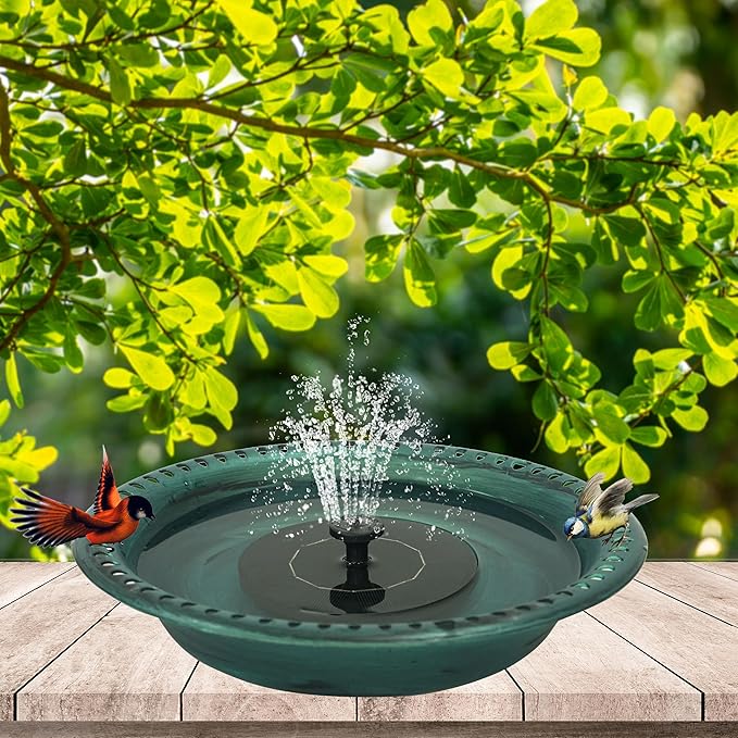 Antique Outdoor Garden Hanging Bird Bath for Outside, 12 inch Heavy Duty BirdBath Bowl Only with Chains, Hanging Bird Feeder Tray for Backyard Decor Green