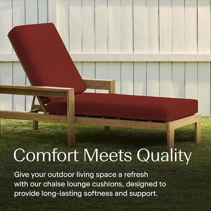 Honeycomb Outdoor Chaise Lounge Cushion for Patio Furniture, Water & Fade Resistant, Removable Cover, 21.5 x 70, Heritage Textured Solid Henna