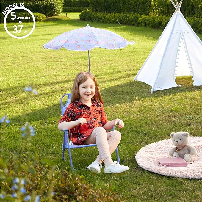 Idea Nuova Kids Outdoor Beach Chair with Umbrella, Peppa Pig, NK570426