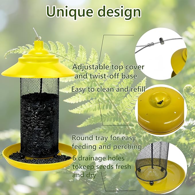 Finch Feeder for Outdoors, Metal Mesh Nyjer & Thistle Seed Feeder, Hanging Bird Feeder for Goldfinches and Small Birds, 2.5 LB Capacity, Great for Backyard Bird Lovers