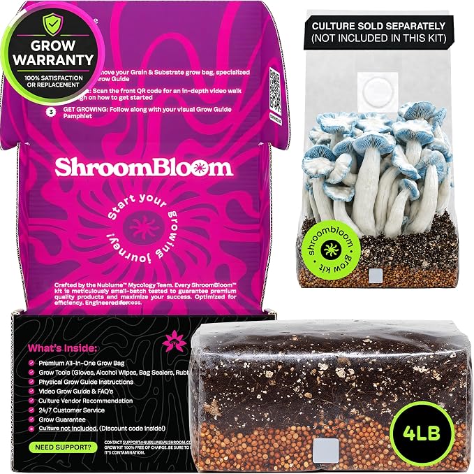 Mushroom Grow Kit – All-in-One 4LB Grow Bag with Self-Healing Port – Fast-Colonizing Universal Substrate for Any Mushroom – Multi-Flush High-Yield – USA Made (Just Add Your Own Culture)