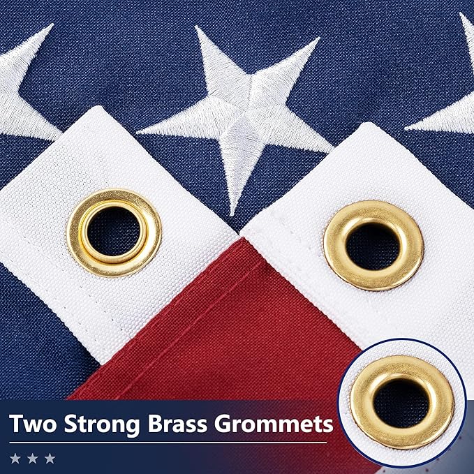 American Flag for Outside 2x3 Ft - TearProof Series Outdoor Use US Flags - Long Lasting, Fade Resistant - Thick Spun Polyester USA Banner - High Wind United States Flag - Embroidered Stars, Sewn Stripes, Brass Grommets