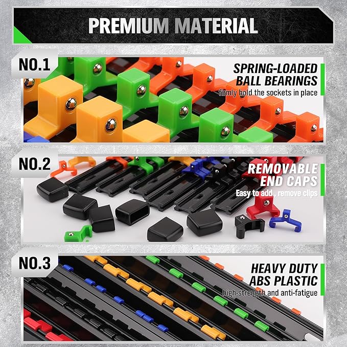 SWANLAKE GARDEN TOOLS Bundled Products-2 Items: 18PCS Socket Organizer & 2PCS 60 Slots Wrench Organizer