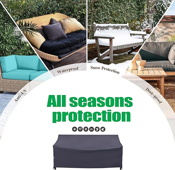 F&J Outdoors Patio Loveseat Cover, Heavy Duty Waterproof UV Resistant 2-Seater Cover, 62" W x 39" D x 36" H