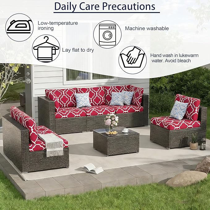 Outdoor Cushion Covers for Patio Furniture, Patio Cushion Covers Replacement with Zipper, Waterproof & Fade Resistant,Only Cover (Geometric Pattern 1, 25.6Lx25.6Wx4H - Only Covers)