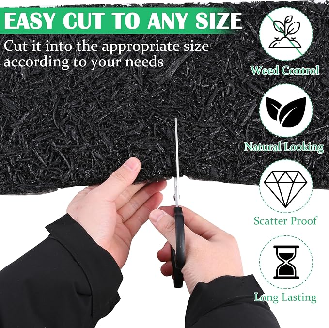 8' x 2' Recycled Rubber Mulch Mat Roll, Permanent Mulch Walkway Pathway, Garden Edging Border for Plants, Vegetables & Flower, Reusable Rubber Mat for Landscaping, Outdoor and Playground