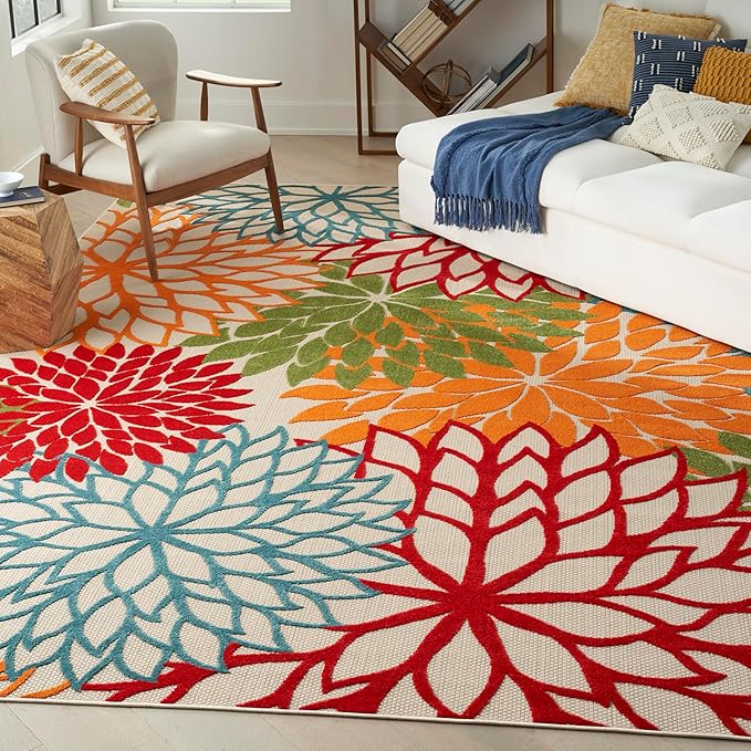 Nourison Home Aloha 10' x 14' Green Fabric Tropical Area Rug (10' x 14')