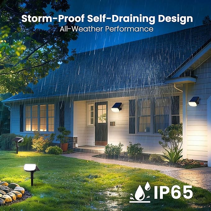 Solar Spot Lights Outdoor Waterproof IP65,6 Pack,Cool Light, 2 Lighting Modes Selectable, Solar Powered Yard Garden Solar Spot Lights for Garden Outside Landscape Auto On/Off