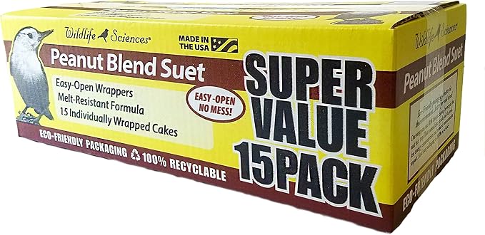 Wildlife Sciences Peanut Suet Cakes for Wild Birds 15 Pack