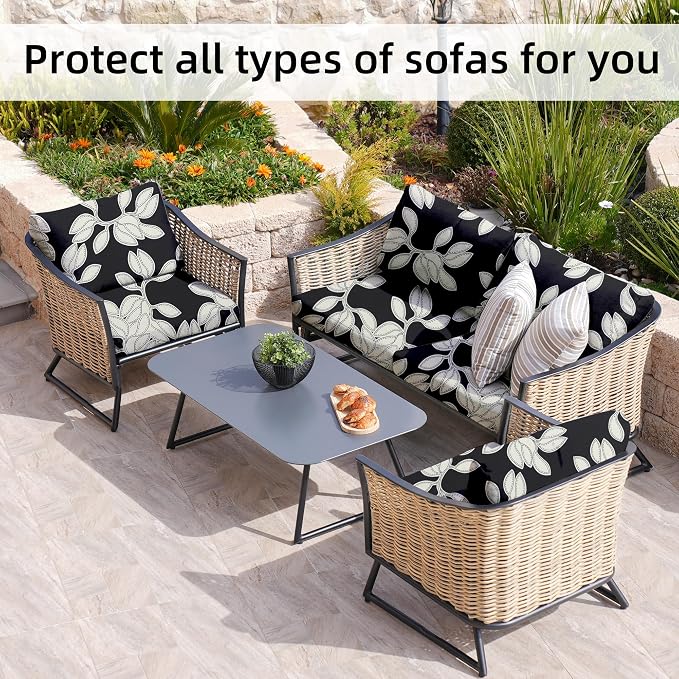 BIETYONE 8Pcs Stretch Patio Cushion Covers,Outdoor Couch Covers Replacement,Outdoor Couch & Sofa Slipcovers,for Patio Furniture Cushion Covers,Washable Reusable urniture Protector(Patch,8PCS)