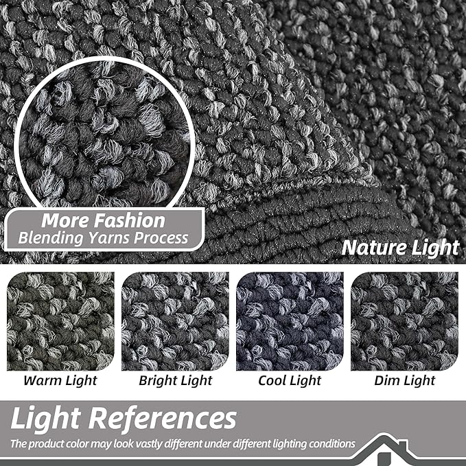 BEQHAUSE Indoor Door Mat 20" x 48", Dirt Trapper Door Mats Non-Slip Entryway Rugs Washable, Resist Dirt Absorbent Welcome Mat, Low Profile Floor Mats for Front Back Door and Entryway, Charcoal