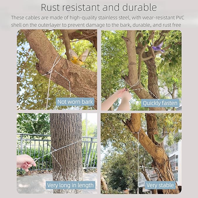 2 Pcs 80 Inch Premium Bird Feeder Hanger for Tree with Carabiner Clip，Flexible Stainless Steel Hanging Cables Chain Wire for Bird Feeders and Birdhouses，Baths, Planters，Baskets，Suet，Outdoor Camping
