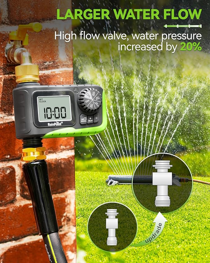 RAINPOINT Sprinkler Timer, Brass Inlet Water Timer for Garden Hose, Garden Hose Controller for Watering, Irrigation with Manual Watering/Rain Delay for Outdoor Lawn & Yard