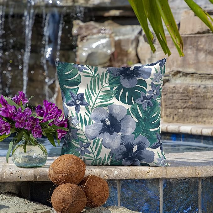 Arden Outdoor Toss Pillow, 2 Pack, 16 x 16, Rain-Proof, Fade Resistant Salome Tropical