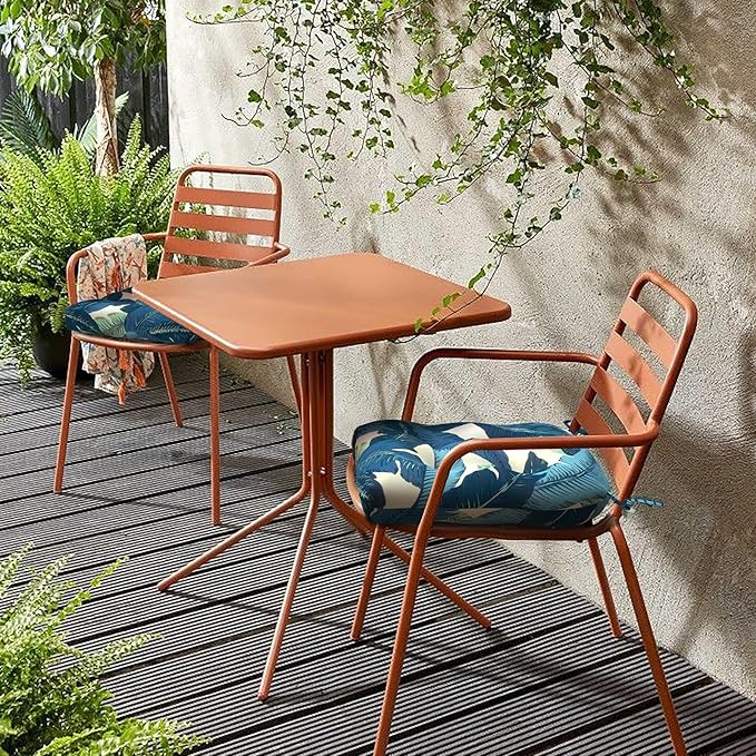 LVTXIII Outdoor Seat Cushions Seasonal Tufted Chair Cushions, Patio Chair Pads for Dining Chairs, Office Armchairs and Garden Furniture Decoration (Round Back, 19”x19”x4”, Swaying Palms Blue, 2 Pack)