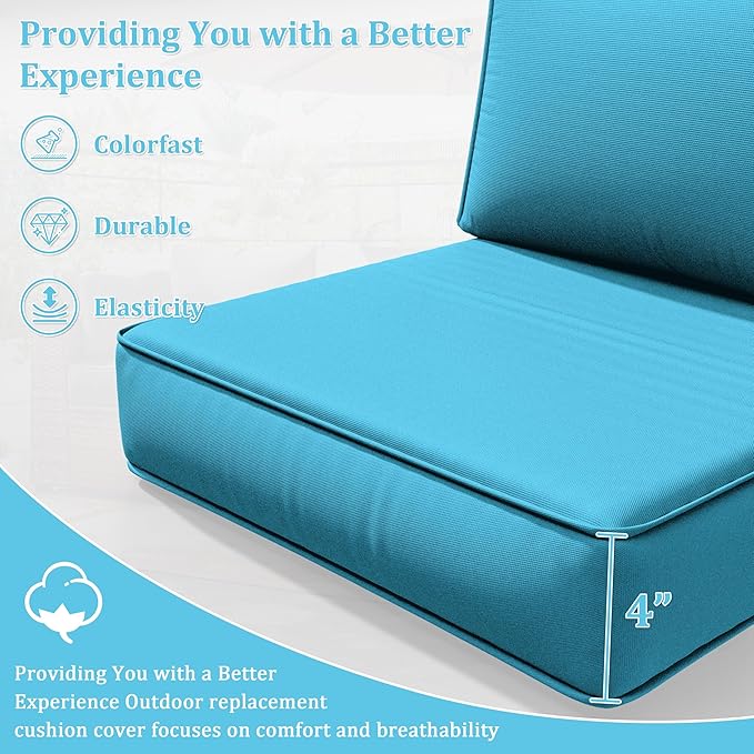 8p Outdoor Cushion Slipcovers Outdoor Patio Cushions Covers Replacement Waterproof with Zipper for 3-Seat Rattan Sofa Patio Furniture Cushion Covers, Covers Only