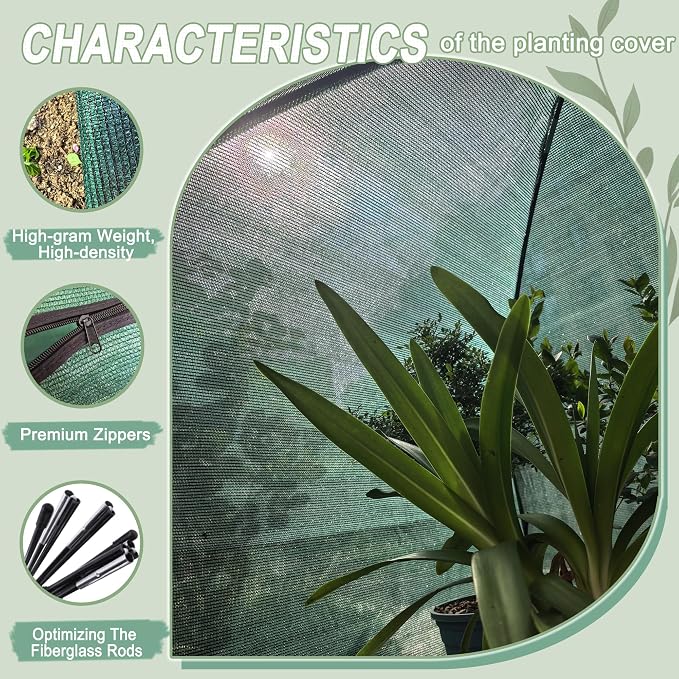 75% Shade Plant Protection Cover for All Seasons, 4.3*4.3*3 FT Heavy-Duty Garden Tent with Zipper Door, Protect Plants from Sun, Wind, Animals for Summer Shade