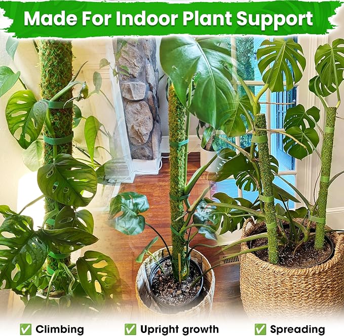 DUSPRO 2 Pack 25’’ Mesh Moss Pole for Climbing Plants, Natural Moss Pole Monstera Plant Support, Real Moss Poles for Plants Indoor, Moss Stick for House Plants, Moss Stakes for Climbing Plants