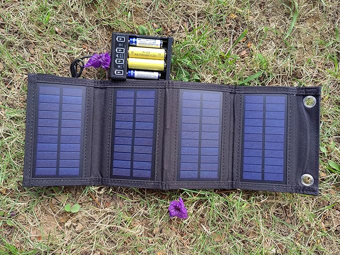 Solar Charger with 6 Watt Portable Solar Panel for 1.2V AA & AAA Ni-MH Ni-CD Rechargeable BatteriesWith 6 Watt Solar Panel and 4-Bay USB AA & AAA Charger