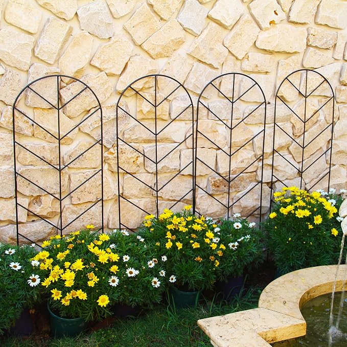 2 Pack Trellis for Climbing Plants Outdoor 45" H x 15.9" W Garden Trellis, Plant Trellis for Climbing Rose Vegetable Flower, Lawn, Backyard, Black Metal Trellis