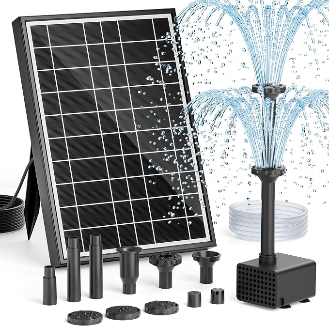 Solar Bird Bath Fountain Pump, 8.5W Outdoor Solar Water Fountain Pump for Bird Bath with 7+ Spray Modes & 5ft Tubing, DIY Solar Powered Water Pump for Garden, Ponds, Pool and Fish Tank