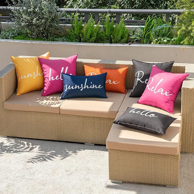 MIULEE Outdoor Waterproof Throw Pillow Covers Set of 2 Relax Decorative Outdoor Square Pillowcases for Chair Patio Garden Couch Tent Balcony Sofa Hot Pink 18x18 Inch