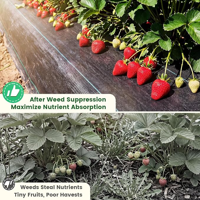 KING BIRD 4FTx100FT Weed Barrier Landscape Fabric, 3.2oz Heavy Duty Woven Ground Cover Geotextile Fabric for Flower Garden Bed, Driveway, Pathway, Gravel & Yard Weed Control Mat