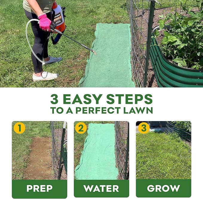 Petramax ReadyRoll Biodegradable Grass Seed Mat for Lawn (54 ft.) - All Year Green 3-in-1 Tall Fescue & Kentucky Grass Seed Rolls w/Mulch & Fertilizer - Lawn Repair Patch - Just Roll, Water, Grow