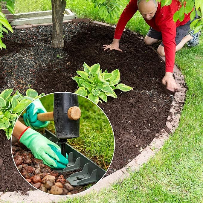 uxcell Landscape Edging, 1Pcs 100FT x 2" - Garden Edging Kit with 93 Stakes, Landscape Edging Border for Garden Lawn Flower Bed Yard Grass (Grey)