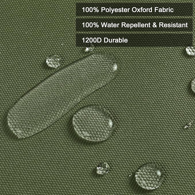 Thickened Waterproof Canvas Fabric by The Yard, 1200D 58" W Outdoor Upholstery Material Heavy Duty Fabric Water Resistant Sewing Material for Chair Patio Cushion Purse Bag, 5 Yard Army Green