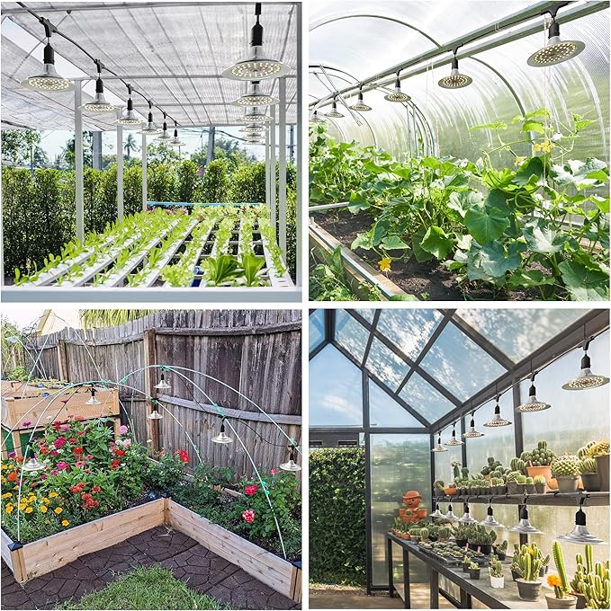 Outdoor Grow Lights for Greenhouse, Full Spectrum Greenhouse Grow Lights for Outdoor Plants, IP65 Waterproof String Grow Light Outdoor, UL Certified Daisy Chain LED Grow Light, 21.3FT