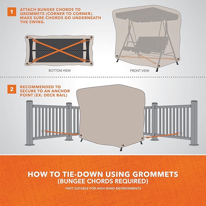 MODERN LEISURE 2-Seater Patio Outdoor Swing Cover - Waterproof and Weather-Resistant Fabric - Furniture Protection Perfect for Patio, Deck, and Porch - 87" L x 64" W x 66" H - Khaki