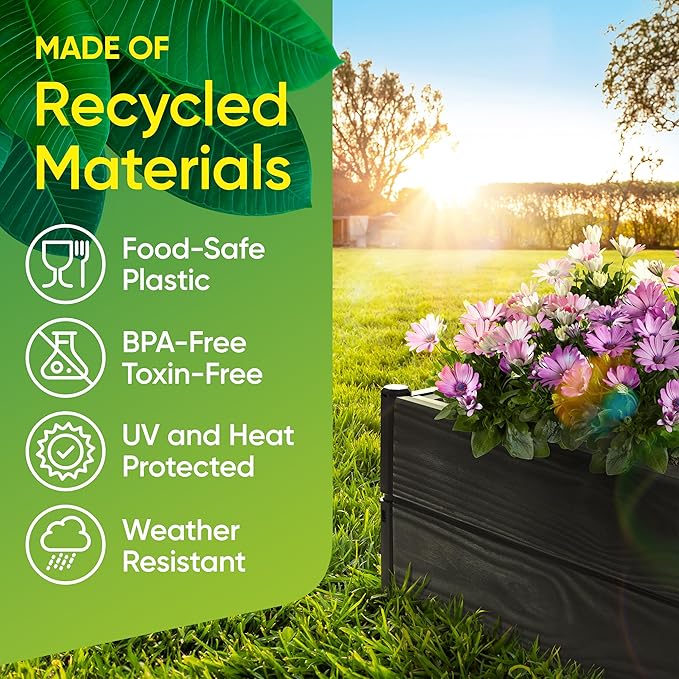 Raised Garden Bed Made of 100% Recycled Plastic Panels | Garden Boxes with Legs or Without | Holding 9.2 cu ft of Soil |by D.F. Omer