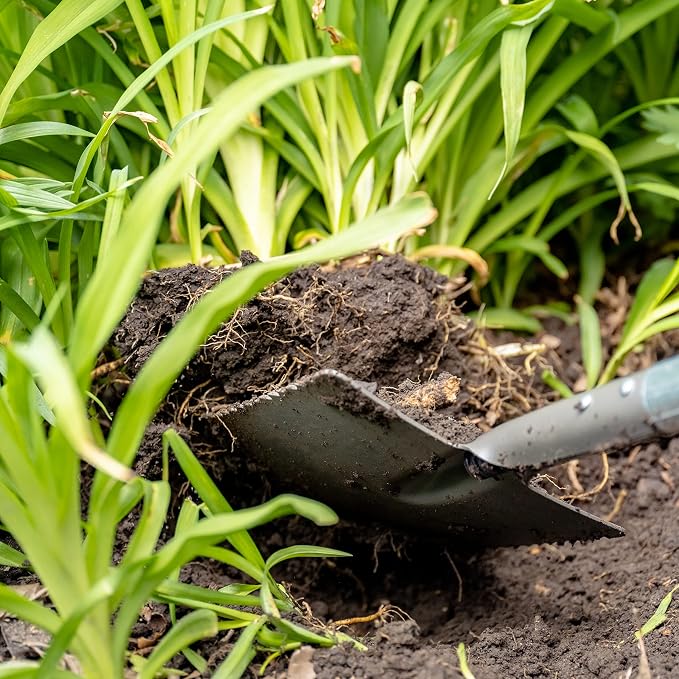 Root Slayer 23011 XL Caprock Garden Shovel for Digging Tough Soil and Roots, Fiberglass Shaft, Steel Spade Tool, Red