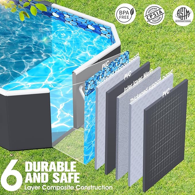 Foldable Pool with Canopy, Non Inflatable Pool, Large Foldable Swimming Pool for Adults Portable Pool, Large Collapsible Pool with Shade, Folding Hard Plastic Pool for Backyard(90"x50"x20")- Gray