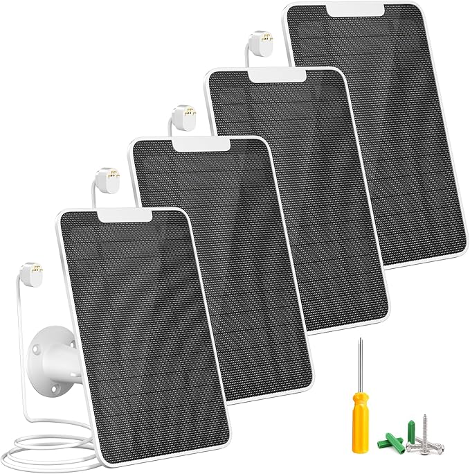 Premium Solar Panel for Google Nest Camera, 5W Camera Solar Panel Power for Google Nest Cam Outdoor & Indoor (Battery Version), Special Made for Google Nest Cam, IP65 Waterproof, w/ 13ft Cable, 4 Pack